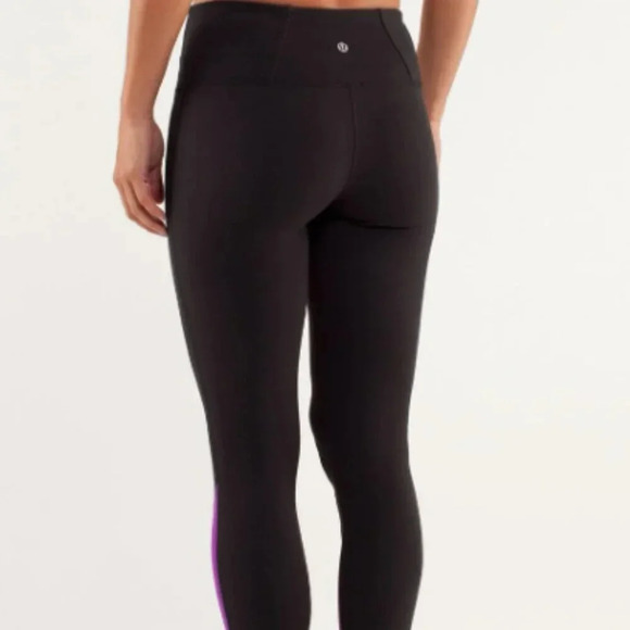 Lululemon Run: Runder Under Pant Pull-On Activewear Run Leggings Black Violet  6 - Picture 2 of 10